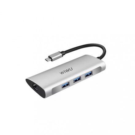 Wiwu Alpha 631STR Többportos hordozható 6in1 Type-C HUB Adapter ( Type-C / 3*USB-A 3.0, RJ45, Micro SD, SD )