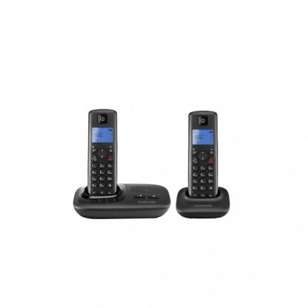 Motorola Fekete T412 DUO Hordozható vezetékes Dect telefon, üzenetrögzítővel
