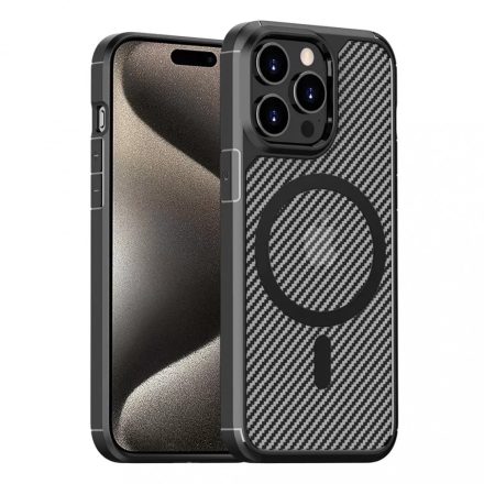 Techsuit CarbonFuse MagSafe Fekete tok, Apple Iphone 15 Pro Max készülékhez
