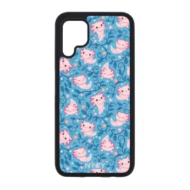 Vidám kék virágos Axolotl Huawei szilikon tok