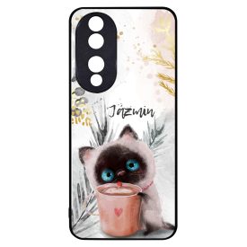 Kávézós cicus - Téli mintás Honor 90 tok