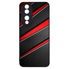 Piros fekete csíkos karbon mintás Honor 90 tok