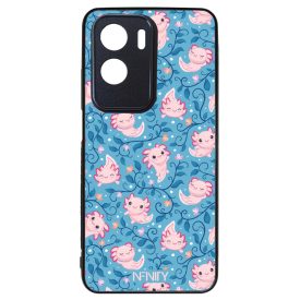 Vidám kék virágos Axolotl Honor 90 Lite tok