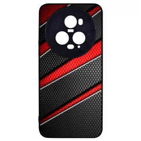 Piros fekete csíkos karbon mintás Honor Magic 5 Pro tok