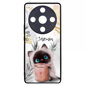 Kávézós cicus - Téli mintás Honor Magic 6 Lite tok