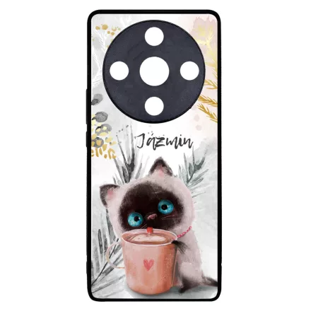 Kávézós cicus - Téli mintás Honor Magic 6 Lite tok