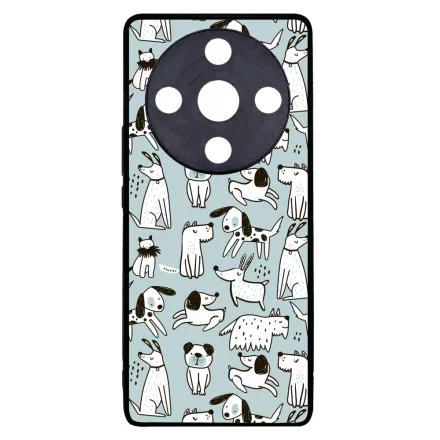 Türkiz aranyos rajzolt kutya mintás Honor Magic 6 Lite tok