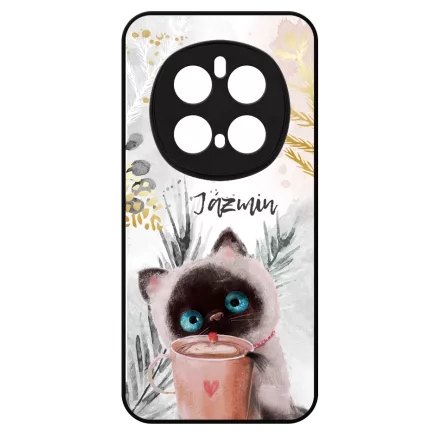 Kávézós cicus - Téli mintás Honor Magic 7 Pro tok