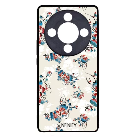 Művészi kék piros virágok Honor Magic 8 Lite tok