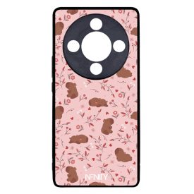 Tündéri rózsaszín virágos capybara Honor Magic 8 Lite tok