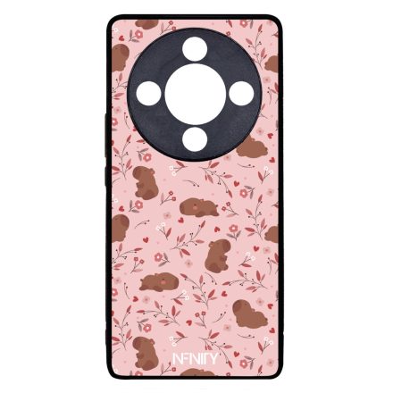 Tündéri rózsaszín virágos capybara Honor Magic 8 Lite tok