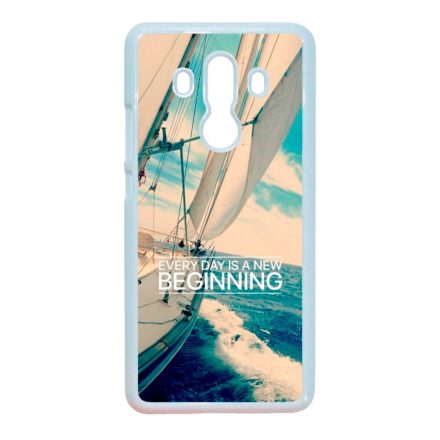 Minden nap egy új kezdet vitorlás tenger nyár Huawei Mate 10 Pro fehér tok