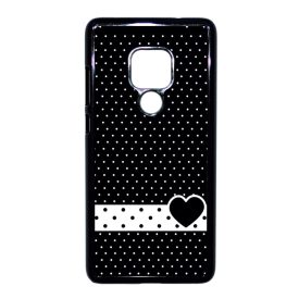 szerelem love szivecskés fekete fehér pöttyös Huawei Mate 20 tok
