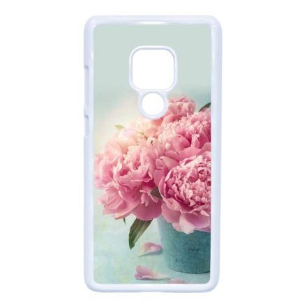 virágos tavaszi vintage rózsaszín rózsás Huawei Mate 20 fehér tok