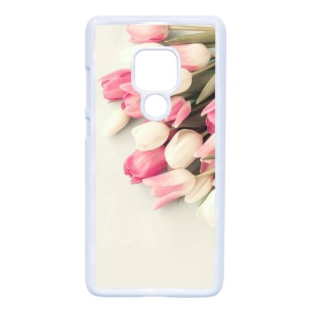 virágos tulipános tavaszi Huawei Mate 20 fehér tok