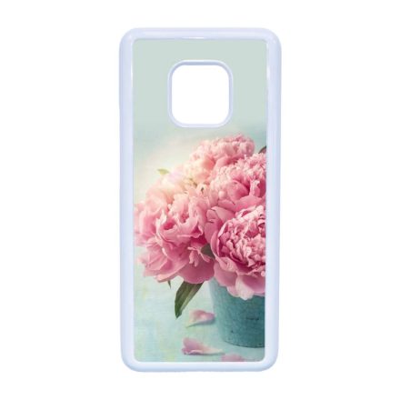 virágos tavaszi vintage rózsaszín rózsás Huawei Mate 20 Pro fehér tok