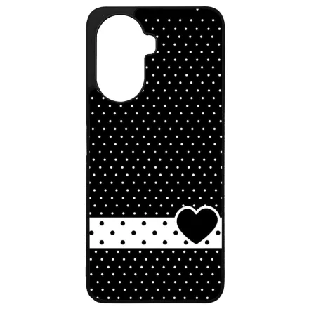 szerelem love szivecskés fekete fehér pöttyös Huawei Nova Y70 tok