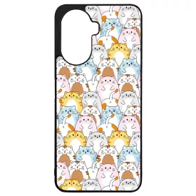 Tündéri Kawaii cica mintás Huawei Nova Y70 tok