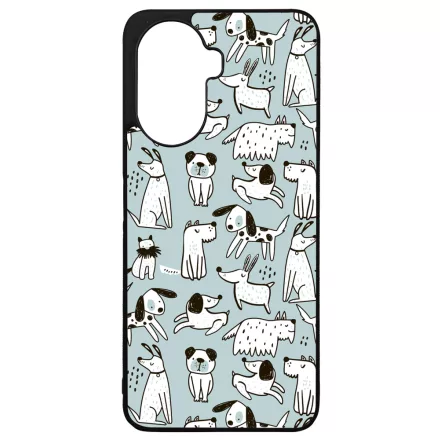 Türkiz aranyos rajzolt kutya mintás Huawei Nova Y70 tok