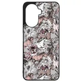 Csodaszép szürke vintage lovas mintás Huawei Nova Y70 tok