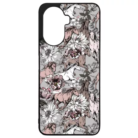 Csodaszép szürke vintage lovas mintás Huawei Nova Y70 tok