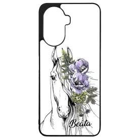 Rajzolt virágos lovas Huawei Nova Y70 tok