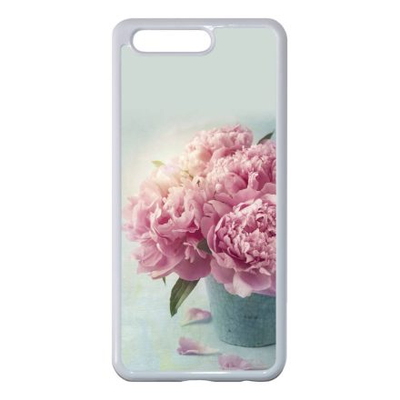 virágos tavaszi vintage rózsaszín rózsás Huawei P10 fehér tok