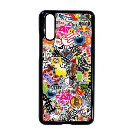 stickerbomb matricabomba Huawei P20 fekete tok