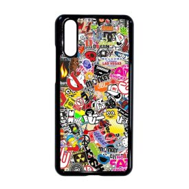 stickerbomb matricabomba Huawei P20 fekete tok