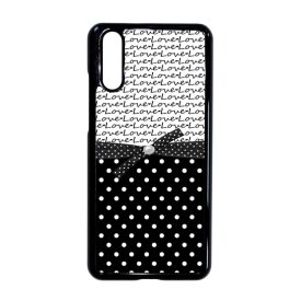 szerelem love fekete fehér pöttyös Huawei P20 fekete tok