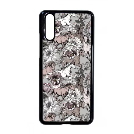 Csodaszép szürke vintage lovas mintás Huawei P20 tok