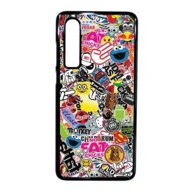 stickerbomb matricabomba Huawei P30 fekete tok