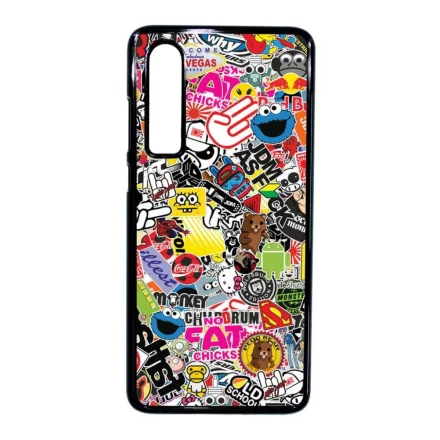 stickerbomb matricabomba Huawei P30 fekete tok