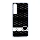 szerelem love szivecskés fekete fehér pöttyös Huawei P30 fekete tok