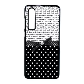 szerelem love fekete fehér pöttyös Huawei P30 fekete tok