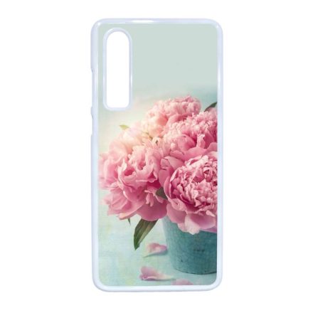 virágos tavaszi vintage rózsaszín rózsás Huawei P30 fehér tok