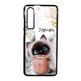 Kávézós cicus - Téli mintás Huawei P30 tok