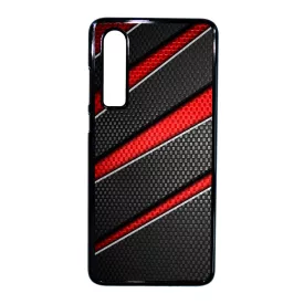 Piros fekete csíkos karbon mintás Huawei P30 tok