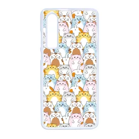 Tündéri Kawaii cica mintás Huawei P30 tok