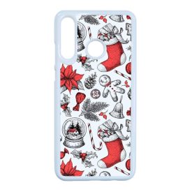 téli karácsonyi mintás textúra Huawei P30 Lite fehér tok