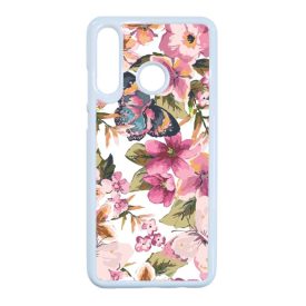 pillangós lepkés virág mintás Huawei P30 Lite fehér tok