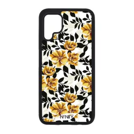 Fekete és aranysárga virágos Huawei P40 Lite tok