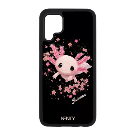 Névvel kérhető - Cuki Rózsaszín virágos Axolotl Huawei P40 Lite tok