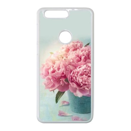 virágos tavaszi vintage rózsaszín rózsás Huawei P Smart fehér tok