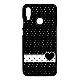 szerelem love szivecskés fekete fehér pöttyös Huawei P Smart 2019 fekete tok