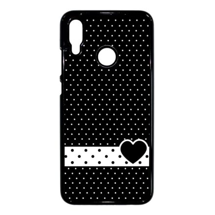 szerelem love szivecskés fekete fehér pöttyös Huawei P Smart 2019 fekete tok