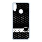 szerelem love szivecskés fekete fehér pöttyös Huawei P Smart 2019 fekete tok