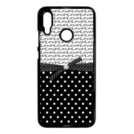 szerelem love fekete fehér pöttyös Huawei P Smart 2019 fekete tok