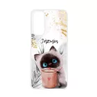 Kávézós cicus - Téli mintás Huawei P Smart (2021) tok