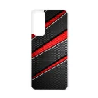 Piros fekete csíkos karbon mintás Huawei P Smart (2021) tok